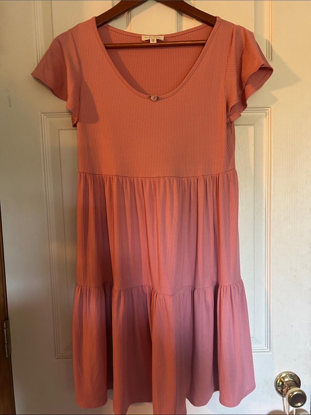 See You Monday Soft Pink Tiered Mini Dress